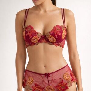 Lise Charmel Couture Pineapple Embroidery Bra Satin Double Straps
